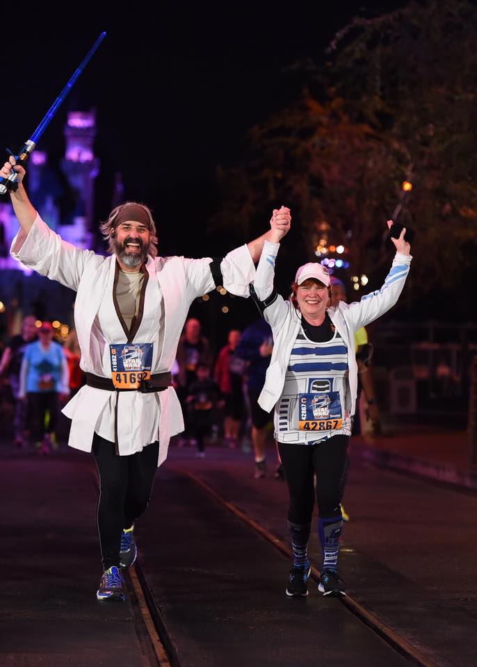 Tom and Michelle running in the Star Wars 5K at Disneyland