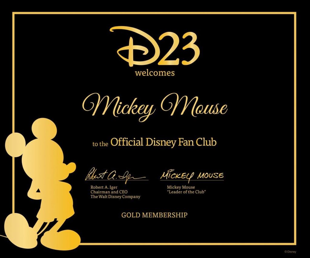 D23 Member Certificate