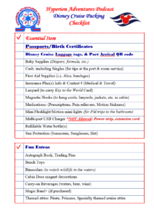 Hyperion Adventure Cruise Packing List