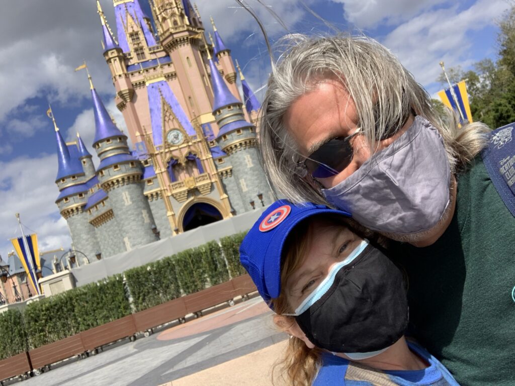 Tom and Michelle in front of Cinderella Castle in Magic Kingdom - Our February 2021 Walt Disney World Trip Recap