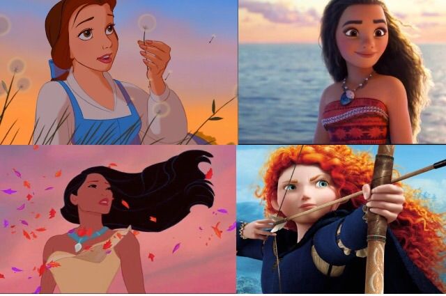 Belle, Moana, Pocahontas & Merida - 4 of the strongest Disney Princesses - Our 5 Favorite Disney Role Models