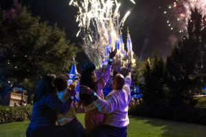 Guests at Walt Disney World Resort in Lake Buena Vista, Fla., will be able to use MagicBand+ to experience nighttime spectaculars in a new way as their bands light up and complement the magic in the skies, including the new “Disney Enchantment” at Magic Kingdom Park. The new technology will launch summer 2022. (Disney)