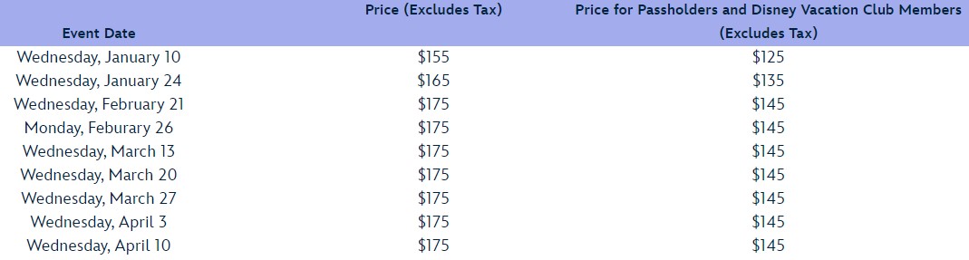 Disney's after hours event returning dates and prices at DHS