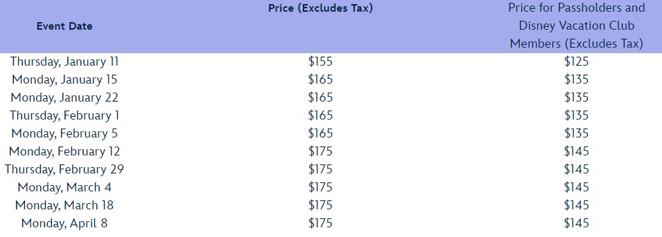 Disney's after hours event returning dates and prices at Magic Kingdom