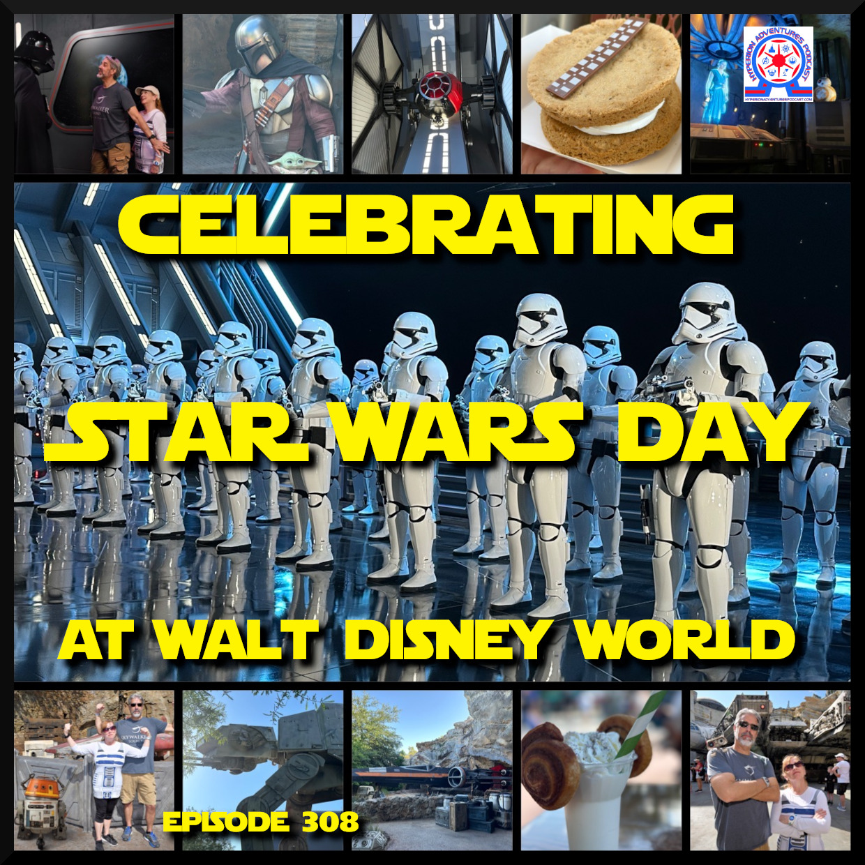 Photos of various Star Wars Day related fun guests can experience at Walt Disney World